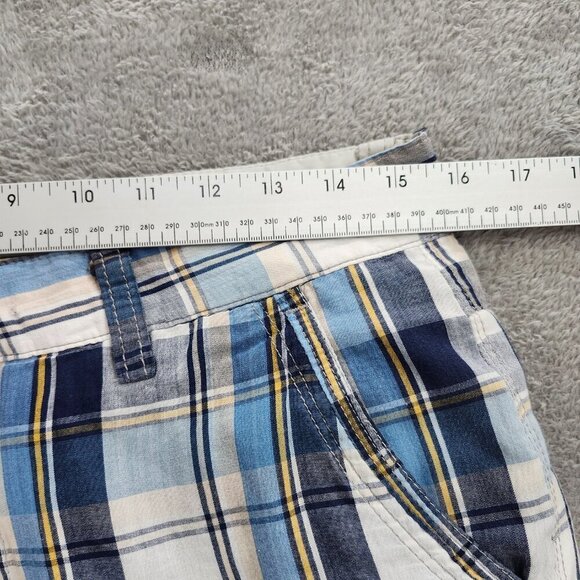 Bossini Shorts Men's Size 33 Plaid 2 Pairs Blue Red White Reversable Chono Class - Picture 4 of 13